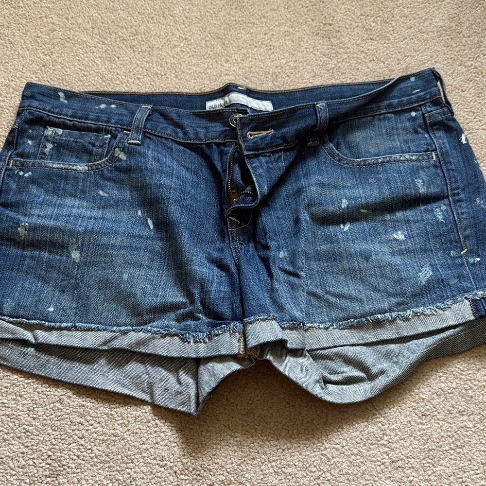 Old Navy Distressed Dark Blue Jean Shorts size 12